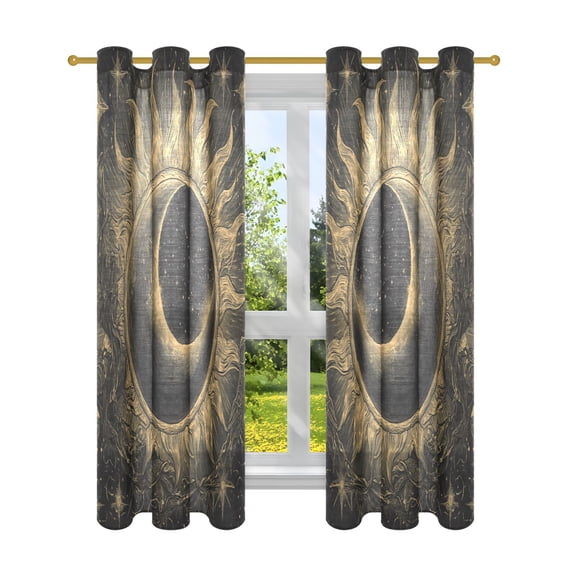 BZSMCE Window Curtain Panels Fashion Cosmic Sunburst Printed 63x42in/63x52in