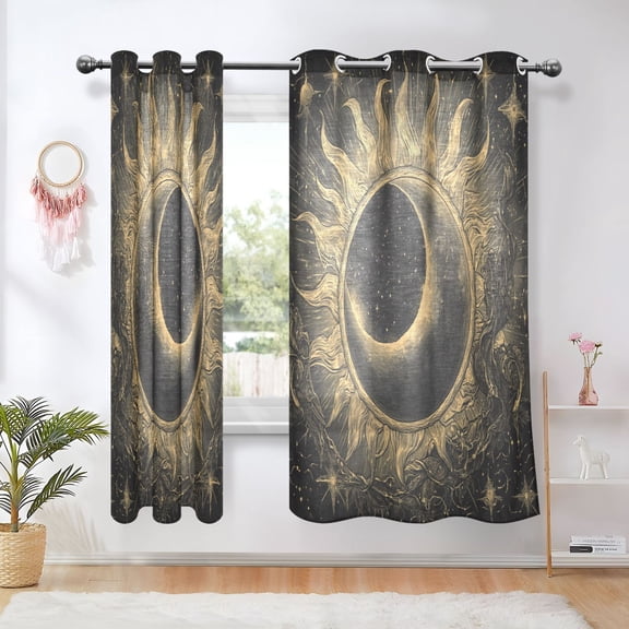 BZSMCE Window Curtain Panels Fashion Cosmic Sunburst Printed 63x42in/63x52in