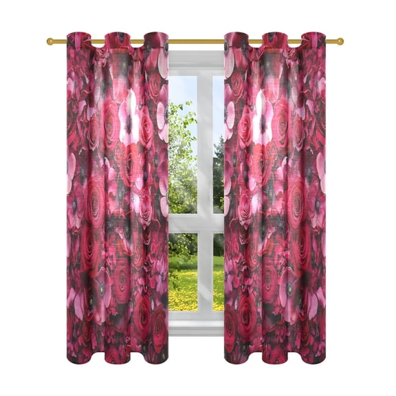 BZSMCE Window Curtain Panels Fashion Crimson Cascade Printed 63x42in/63x52in