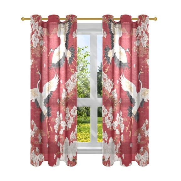 BZSMCE Window Curtain Panels Fashion Crimson Flight Printed 63x42in/63x52in