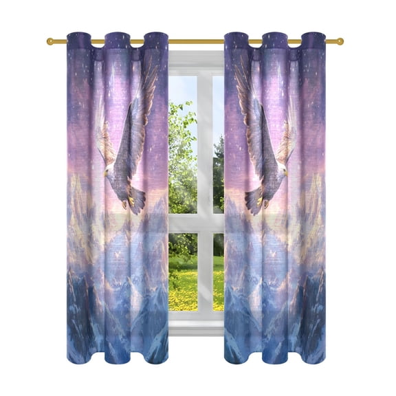 BZSMCE Window Curtain Panels Fashion Eagle's Celestial Flight Printed 63x42in/63x52in