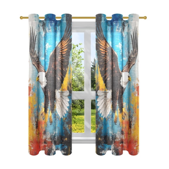 BZSMCE Window Curtain Panels Fashion Eagles in Flight Printed 63x42in/63x52in