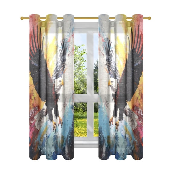 BZSMCE Window Curtain Panels Fashion Eagles in Flight Printed 63x42in/63x52in