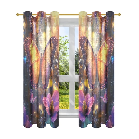 BZSMCE Window Curtain Panels Fashion Enchanted Flight Printed 63x42in/63x52in