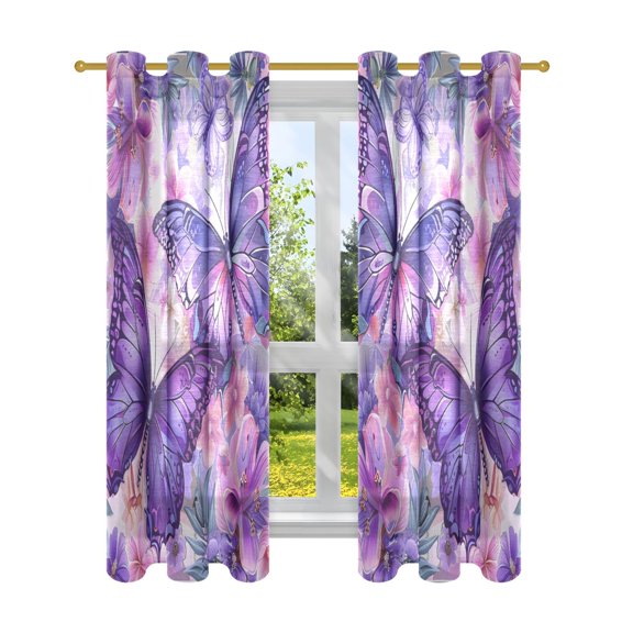 BZSMCE Window Curtain Panels Fashion Floral Fantasia Of Flight Printed 63x42in/63x52in
