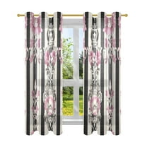 BZSMCE Window Curtain Panels Fashion Floral Pink Black Damask Printed 63x42in/63x52in