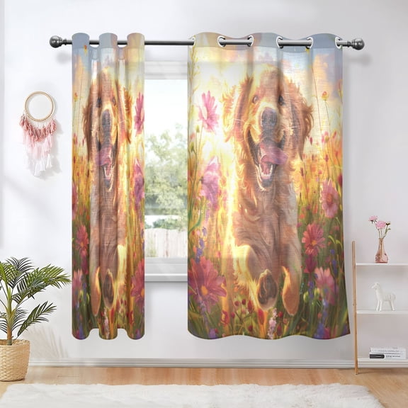 BZSMCE Window Curtain Panels Fashion Happy Paws in Bloom Printed 63x42in/63x52in