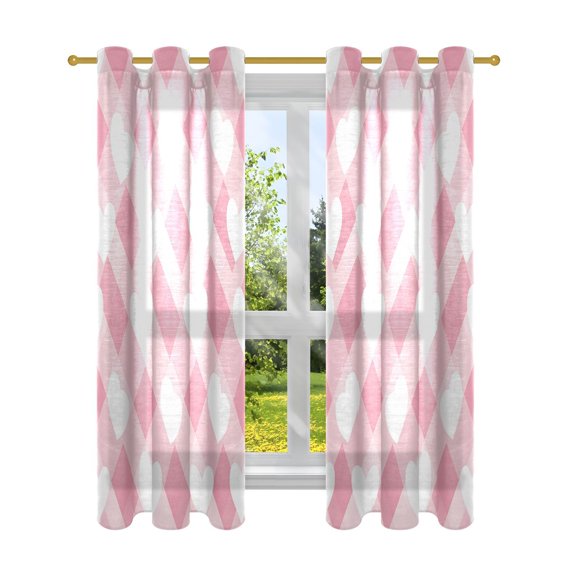 BZSMCE Window Curtain Panels Fashion Heartfelt Harmony Printed 63x42in/63x52in