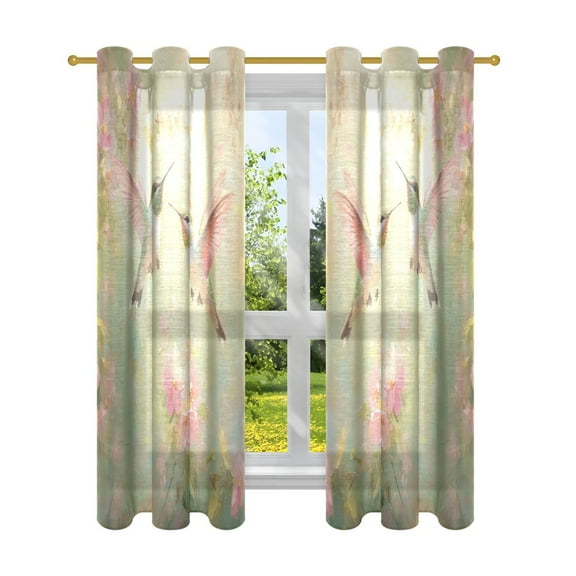 BZSMCE Window Curtain Panels Fashion Hummingbird Harmony Printed 63x42in/63x52in