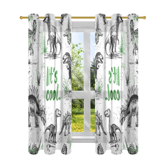 BZSMCE Window Curtain Panels Fashion Jurassic Vibe Printed 63x42in/63x52in