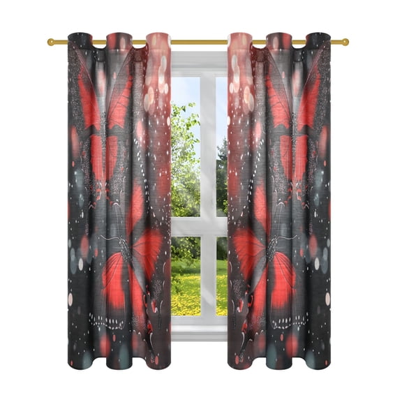 BZSMCE Window Curtain Panels Fashion Midnight Flames Printed 63x42in/63x52in