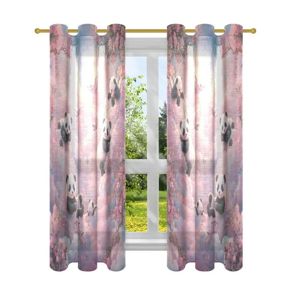 BZSMCE Window Curtain Panels Fashion Panda Playground Printed 63x42in/63x52in