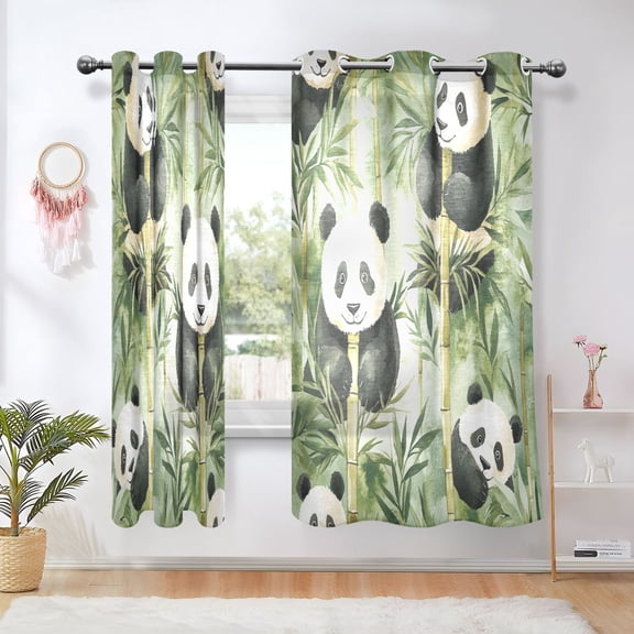 BZSMCE Window Curtain Panels Fashion Pandas Among Bamboo Bliss Printed 63x42in/63x52in