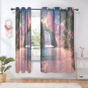 BZSMCE Window Curtain Panels Fashion Paradise Falls Printed 63x42in/63x52in