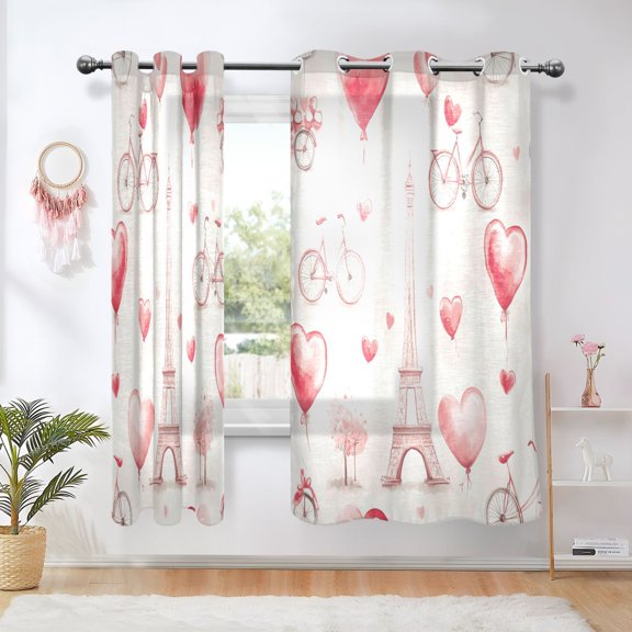 BZSMCE Window Curtain Panels Fashion Parisian Romance Printed 63x42in/63x52in