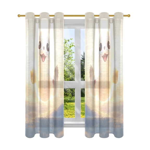 BZSMCE Window Curtain Panels Fashion Seal Dancing Printed 63x42in/63x52in