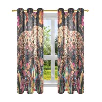 BZSMCE Window Curtain Panels Fashion Sparkling Leopard Printed 63x42in/63x52in