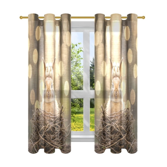 BZSMCE Window Curtain Panels Fashion Squirrel's Spring Smile Printed 63x42in/63x52in