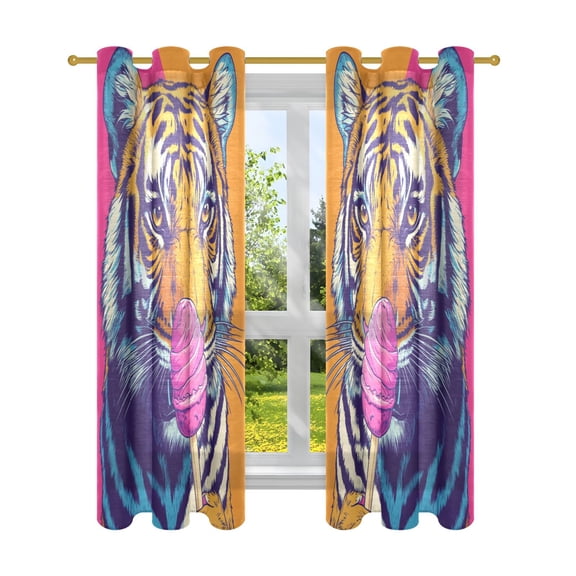 BZSMCE Window Curtain Panels Fashion Sweet Roar Printed 63x42in/63x52in