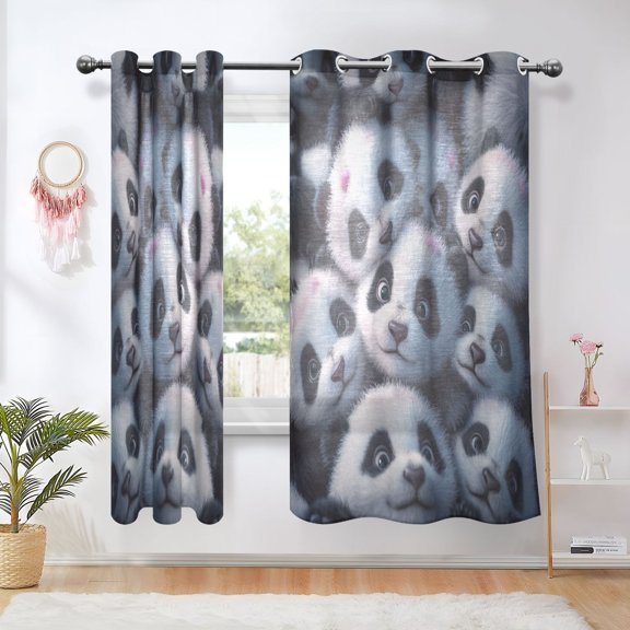 BZSMCE Window Curtain Panels Fashion The Panda Pile Printed 63x42in/63x52in