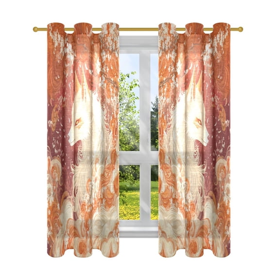 BZSMCE Window Curtain Panels Fashion The Whispers Of Flame Printed 63x42in/63x52in