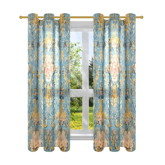 BZSMCE Window Curtain Panels Fashion Timeless Beauty: Floral Damask Printed 63x42in/63x52in