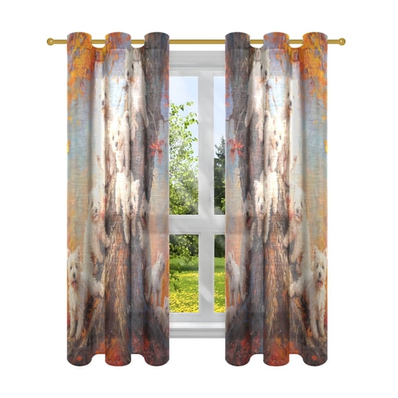 BZSMCE Window Curtain Panels Fashion Tree-climbing Cuties Printed 63x42in/63x52in