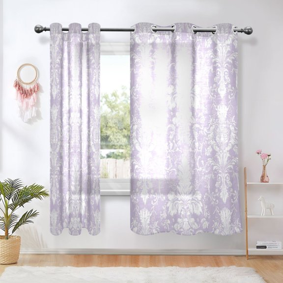 BZSMCE Window Curtain Panels Fashion Whimsical Floral Damask Printed 63x42in/63x52in
