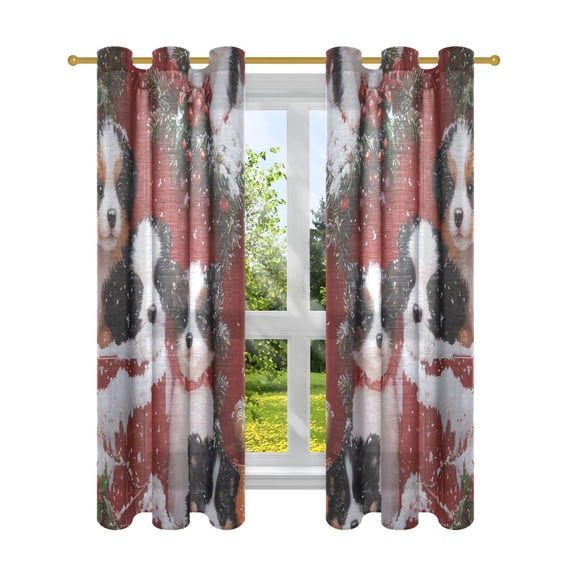 BZSMCE Window Curtain Panels Fashion Whimsical Puppies in Snow Printed 63x42in/63x52in
