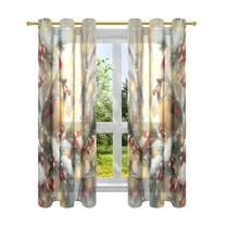 BZSMCE Window Curtain Panels Fashion Winter Cardinal Printed 63x42in/63x52in