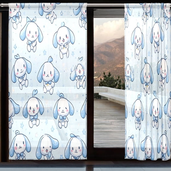 BZSMCE Window Curtain Panels Set Of 2 In Azure Cuddle Crew Printed