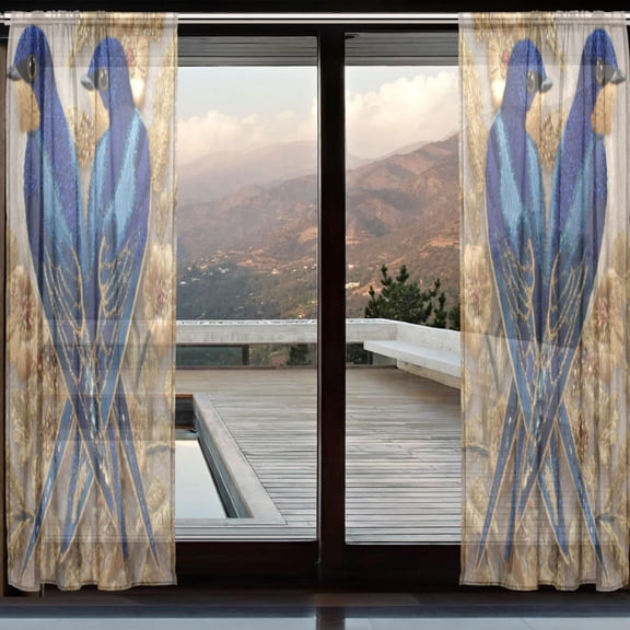 BZSMCE Window Curtain Panels Set Of 2 In Azure Duet Printed