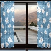 BZSMCE Window Curtain Panels Set Of 2 In Azure Floral Serenity Printed