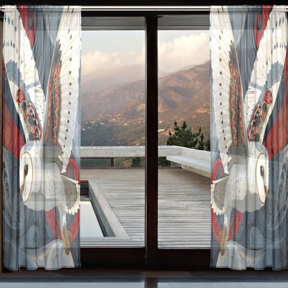 BZSMCE Window Curtain Panels Set Of 2 In Crimson-pattern Owl Printed