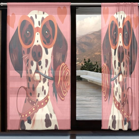 BZSMCE Window Curtain Panels Set Of 2 In Dalmatian Flower Printed