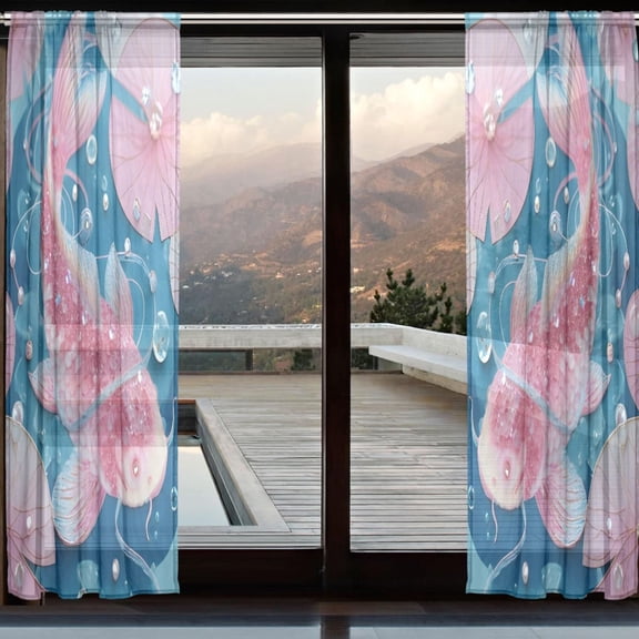 BZSMCE Window Curtain Panels Set Of 2 In Fish in Pond Printed