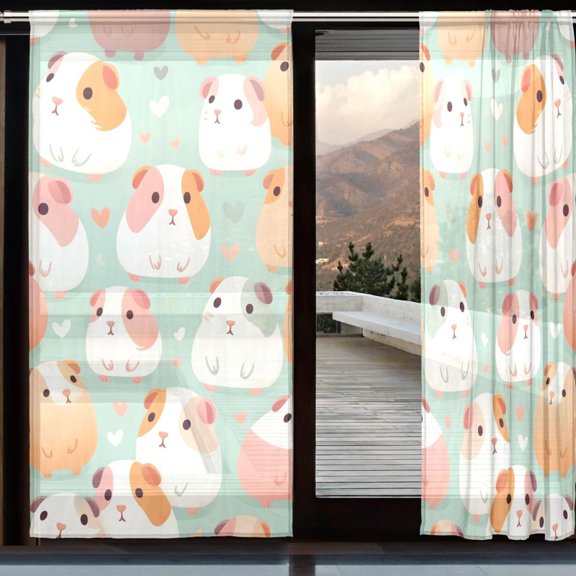BZSMCE Window Curtain Panels Set Of 2 In Guinea Pig Printed