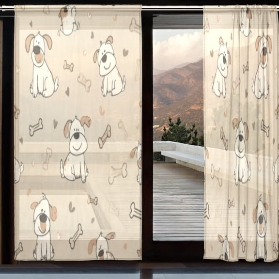 BZSMCE Window Curtain Panels Set Of 2 In Light Bulldog-bone Printed