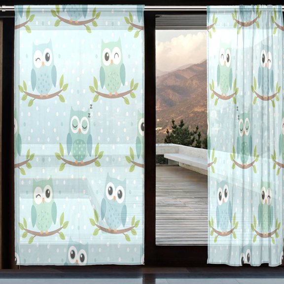 BZSMCE Window Curtain Panels Set Of 2 In Owl Printed