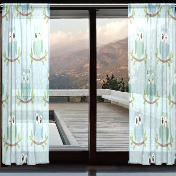 BZSMCE Window Curtain Panels Set Of 2 In Owl Printed