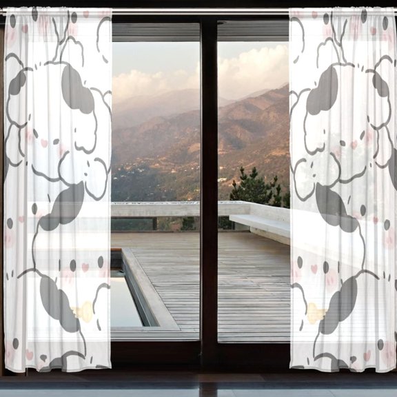 BZSMCE Window Curtain Panels Set Of 2 In Panda Pup Parade Printed