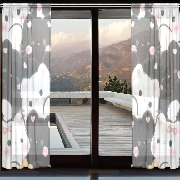 BZSMCE Window Curtain Panels Set Of 2 In Panda Purr Parade Printed