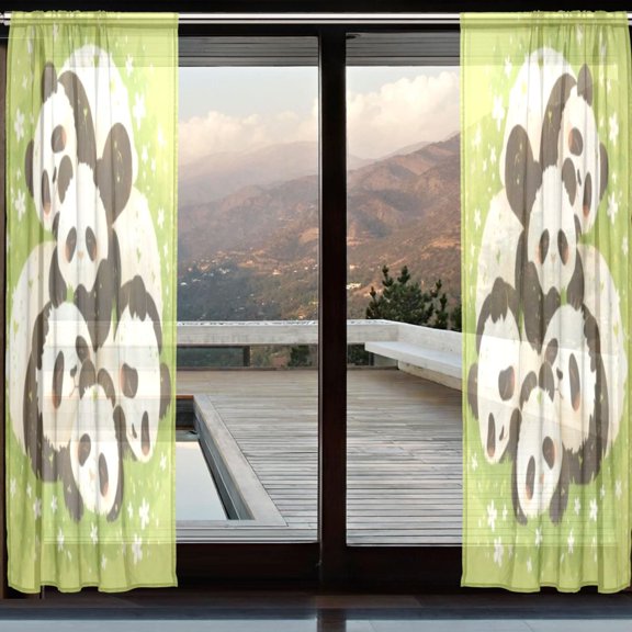BZSMCE Window Curtain Panels Set Of 2 In Panda Stack Printed
