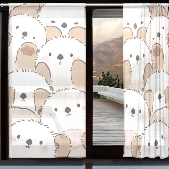 BZSMCE Window Curtain Panels Set Of 2 In Puppy Pile Of Joy Printed