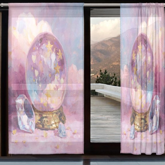 BZSMCE Window Curtain Panels Set Of 2 In Purple Bubble Globe Printed