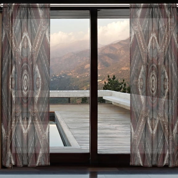 BZSMCE Window Curtain Panels Set Of 2 In Ruby Star Mandala Printed