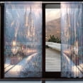 thumbnail image 1 of BZSMCE Window Curtain Panels Set Of 2 In Snowy Castle Train Printed, 1 of 4