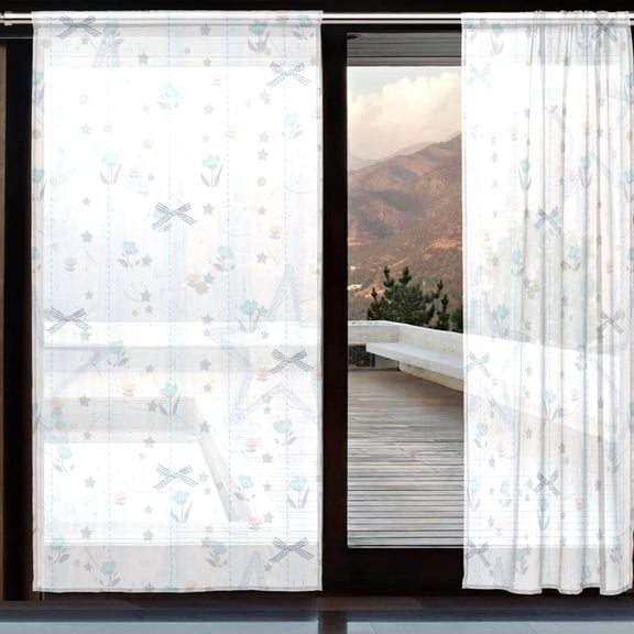 BZSMCE Window Curtain Panels Set Of 2 In Starry Sky Stripes Printed