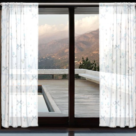 BZSMCE Window Curtain Panels Set Of 2 In Starry Sky Stripes Printed