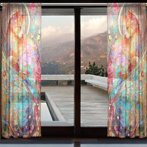 BZSMCE Window Curtain Panels Set Of 2 In Starry Sky Stripes Printed